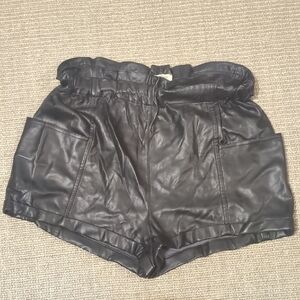 Wilfred High Waist Black Leather Shorts